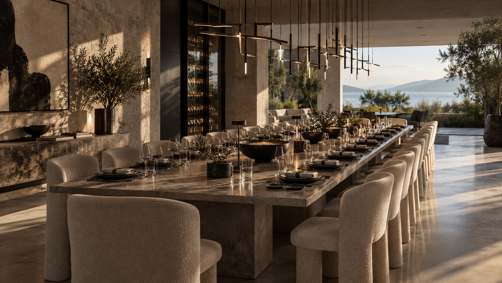 A long celebration table for thirteen to twenty guests
